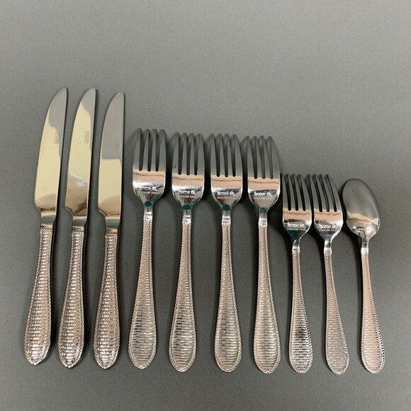 Home Target Weave Pattern Stainless Steel Knives Forks Spoon Lot of 10 - Picture 7 of 8